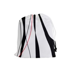 Red, White And Black Elegant Design Drawstring Pouches (large)  by Valentinaart