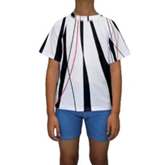 Red, White And Black Elegant Design Kids  Short Sleeve Swimwear