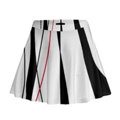 Red, White And Black Elegant Design Mini Flare Skirt