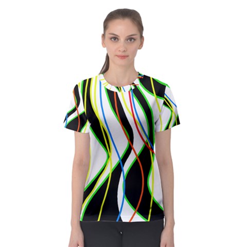 Colorful Lines - Abstract Art Women s Sport Mesh Tee by Valentinaart