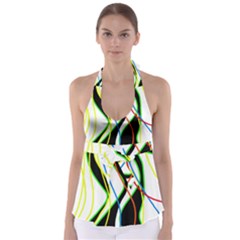 Colorful Lines - Abstract Art Babydoll Tankini Top