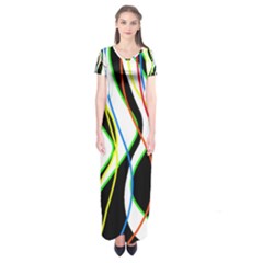 Colorful Lines - Abstract Art Short Sleeve Maxi Dress