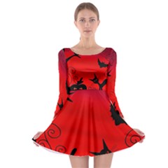 Halloween Landscape Long Sleeve Skater Dress by Valentinaart