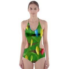 Parrots Flock Cut-out One Piece Swimsuit