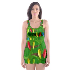 Parrots Flock Skater Dress Swimsuit by Valentinaart