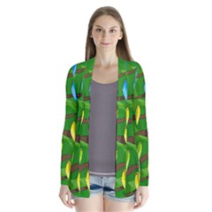 Parrots Flock Drape Collar Cardigan by Valentinaart