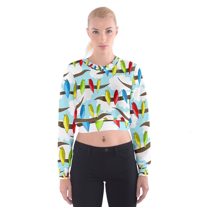 Parrots flock Women s Cropped Sweatshirt