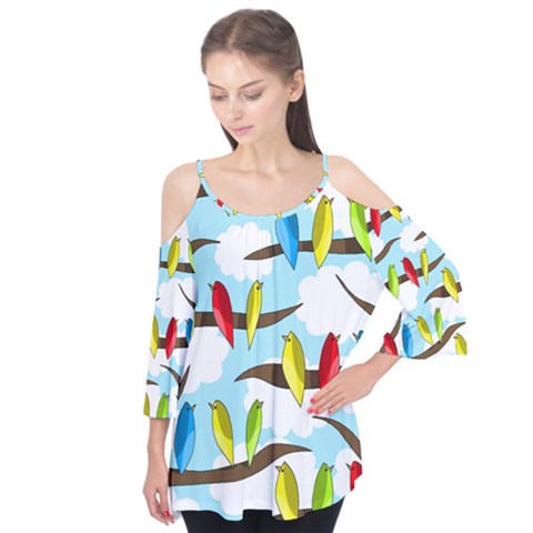 Parrots Flock Flutter Tees by Valentinaart