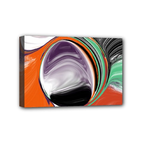 Abstract Orb In Orange, Purple, Green, And Black Mini Canvas 6  X 4 