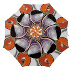 Abstract Orb In Orange, Purple, Green, And Black Straight Umbrellas by digitaldivadesigns