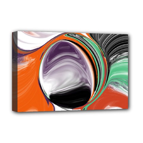 Abstract Orb In Orange, Purple, Green, And Black Deluxe Canvas 18  X 12  