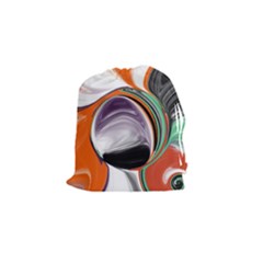 Abstract Orb In Orange, Purple, Green, And Black Drawstring Pouches (small) 