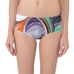 Abstract Orb In Orange, Purple, Green, And Black Mid-waist Bikini Bottoms