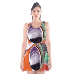 Abstract Orb In Orange, Purple, Green, And Black Scoop Neck Skater Dress