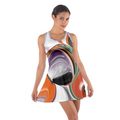 Abstract Orb In Orange, Purple, Green, And Black Cotton Racerback Dress