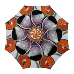 Abstract Orb In Orange, Purple, Green, And Black Golf Umbrellas