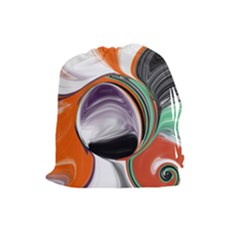 Abstract Orb In Orange, Purple, Green, And Black Drawstring Pouches (large)  by digitaldivadesigns