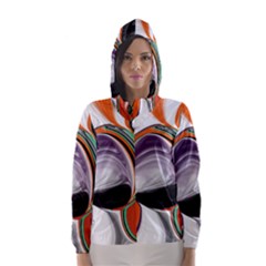 Abstract Orb In Orange, Purple, Green, And Black Hooded Wind Breaker (women)