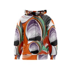 Abstract Orb In Orange, Purple, Green, And Black Kids  Zipper Hoodie