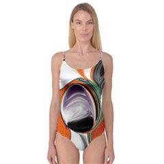 Abstract Orb In Orange, Purple, Green, And Black Camisole Leotard  by digitaldivadesigns