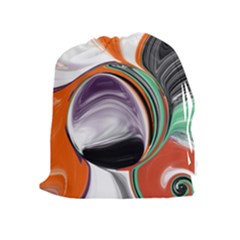 Abstract Orb In Orange, Purple, Green, And Black Drawstring Pouches (extra Large)