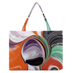 Abstract Orb In Orange, Purple, Green, And Black Medium Zipper Tote Bag