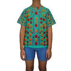 Pumkins Dancing In The Season Pop Art Kids  Short Sleeve Swimwear