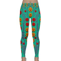 Pumkins Dancing In The Season Pop Art Yoga Leggings  by pepitasart