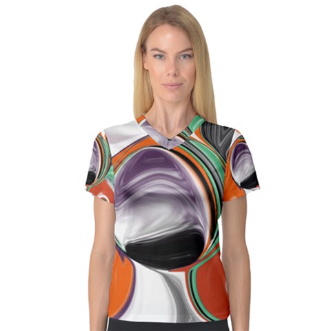 Abstract Orb Women s V-neck Sport Mesh Tee by digitaldivadesigns