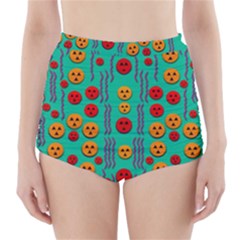 Pumkins Dancing In The Season Pop Art High-waisted Bikini Bottoms