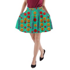 Pumkins Dancing In The Season Pop Art A-line Pocket Skirt