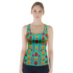 Pumkins Dancing In The Season Pop Art Racer Back Sports Top