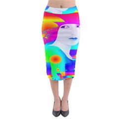 Abstract Color Dream Midi Pencil Skirt