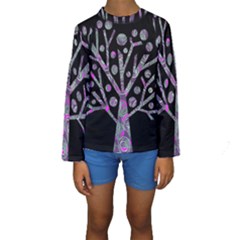 Purple Magical Tree Kids  Long Sleeve Swimwear