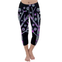 Purple Magical Tree Capri Winter Leggings  by Valentinaart