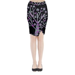 Purple Magical Tree Midi Wrap Pencil Skirt