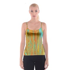 Beautiful Abstract In Orange, Aqua, Gold Spaghetti Strap Top by digitaldivadesigns