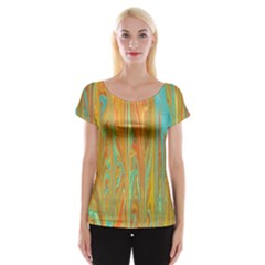 Beautiful Abstract In Orange, Aqua, Gold Women s Cap Sleeve Top by digitaldivadesigns