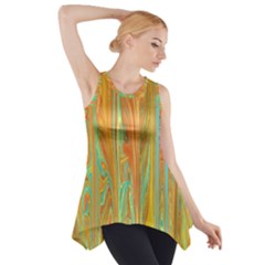 Beautiful Abstract In Orange, Aqua, Gold Side Drop Tank Tunic by digitaldivadesigns