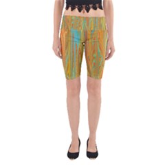 Beautiful Abstract In Orange, Aqua, Gold Yoga Cropped Leggings