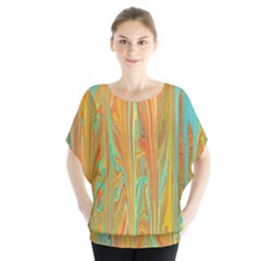 Beautiful Abstract In Orange, Aqua, Gold Blouse