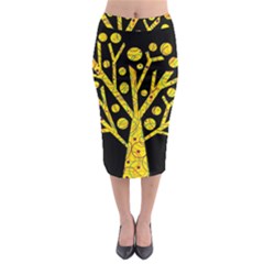 Yellow Magical Tree Midi Pencil Skirt