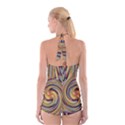 Gold Blue and Red Swirl Pattern Boyleg Halter Swimsuit  View2