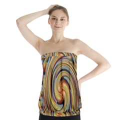 Gold Blue And Red Swirl Pattern Strapless Top by digitaldivadesigns