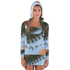 Sun-ray Swirl Design Women s Long Sleeve Hooded T-shirt by digitaldivadesigns