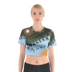 Sun-ray Swirl Design Cotton Crop Top