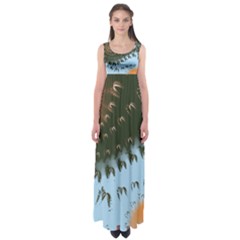 Sun-ray Swirl Design Empire Waist Maxi Dress