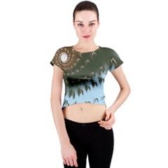 Sun-ray Swirl Design Crew Neck Crop Top