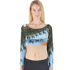 Sun-ray Swirl Design Long Sleeve Crop Top by digitaldivadesigns