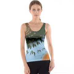 Sun-ray Swirl Design Tank Top